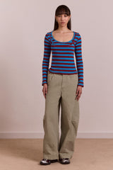 Damson Madder avielle double layer top - blue stripe
