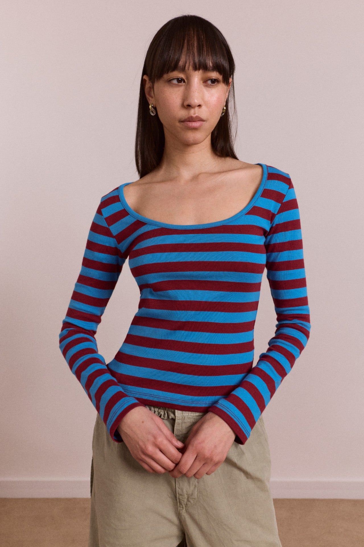 Damson Madder avielle double layer top - blue stripe