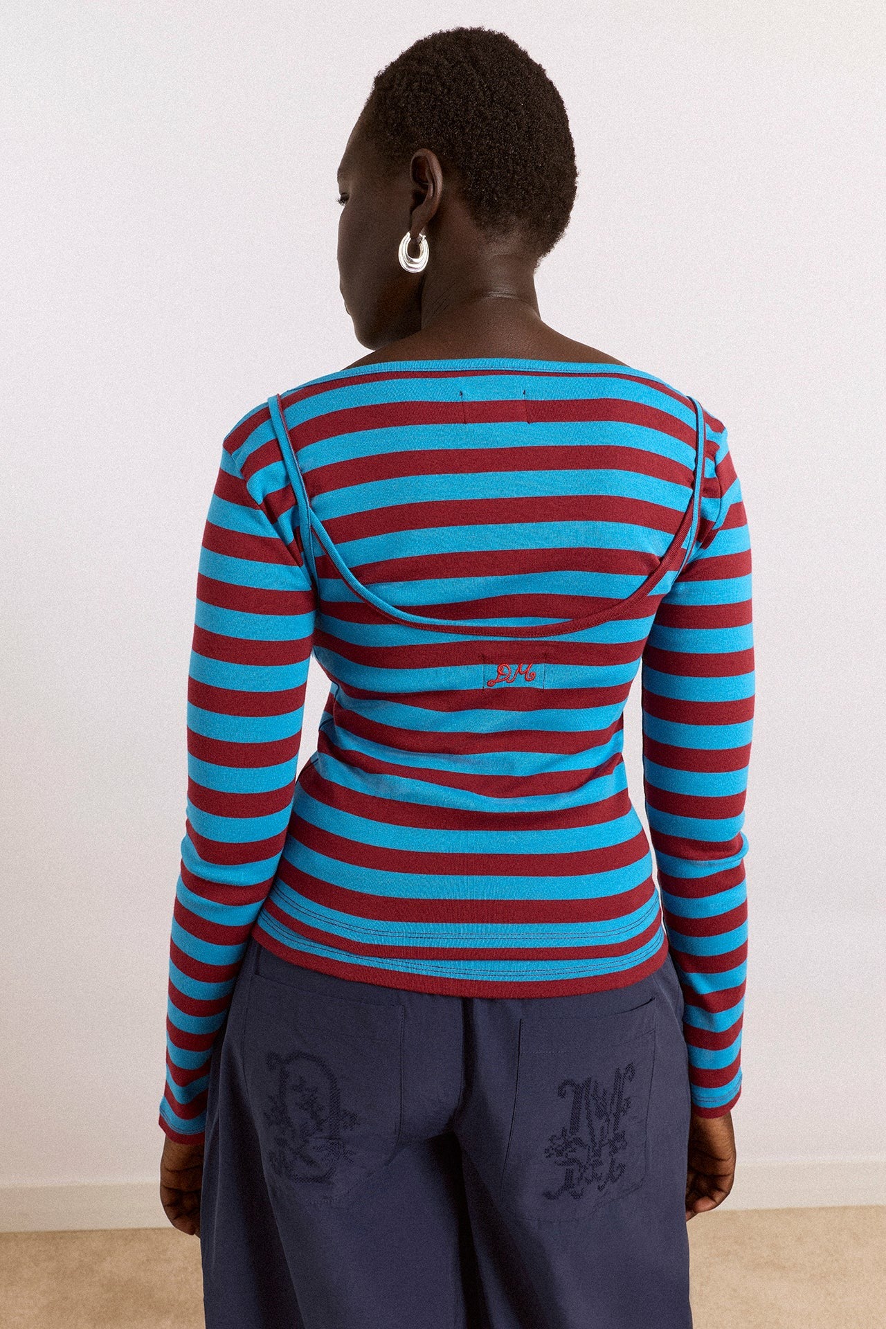 Damson Madder avielle double layer top - blue stripe