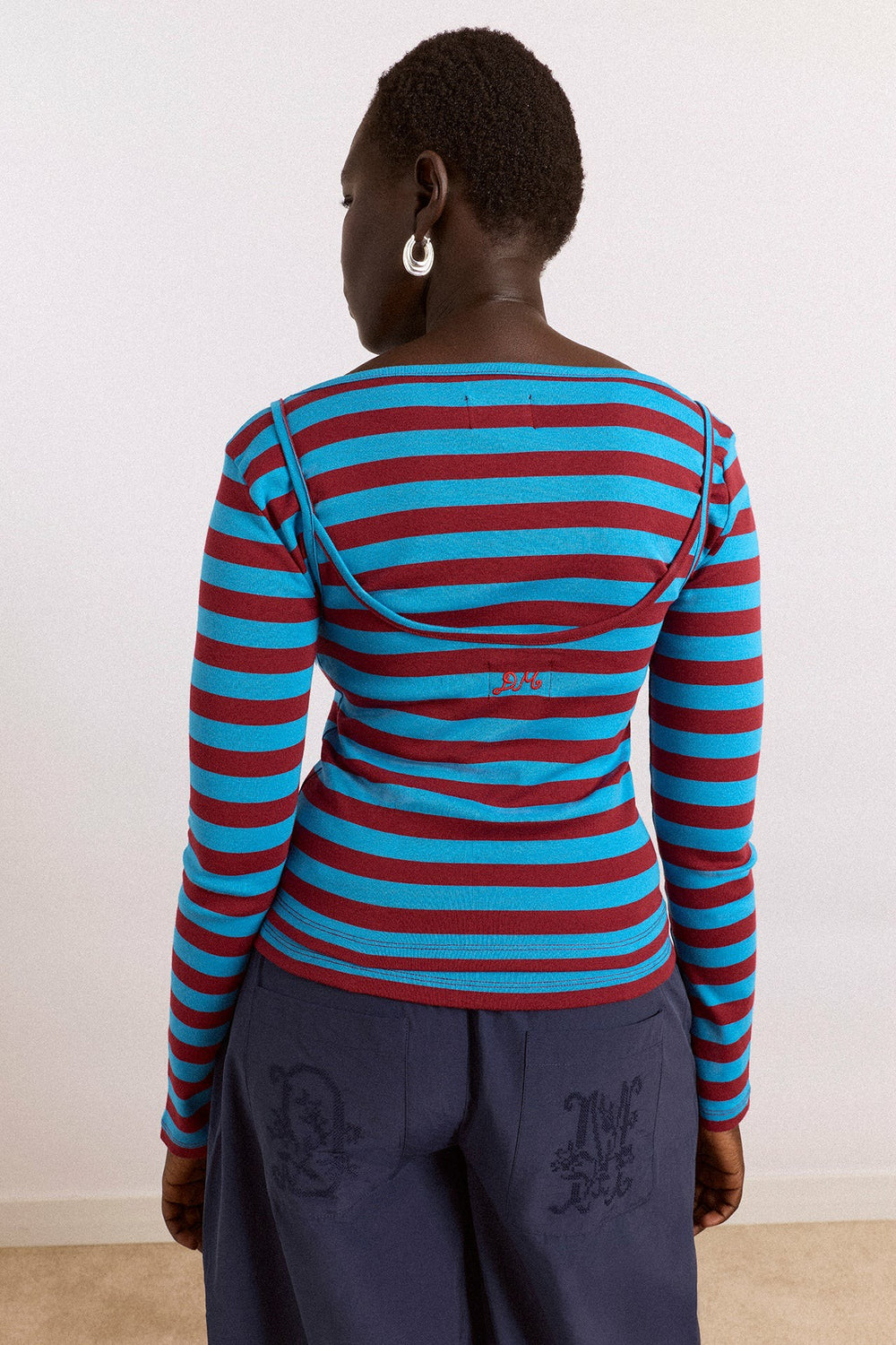 Damson Madder avielle double layer top - blue stripe