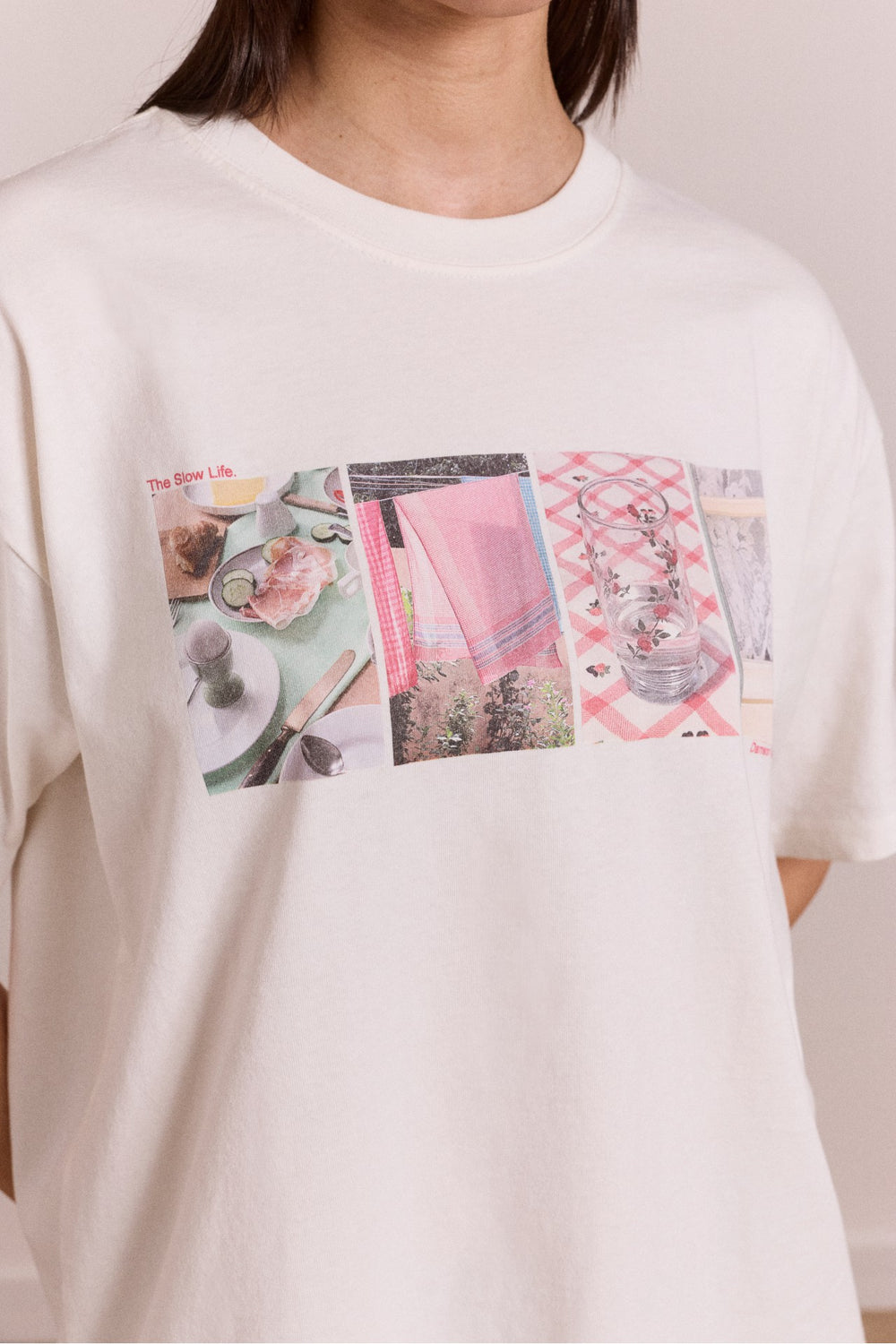 Damson Madder slow life crossword graphic tee - ecru
