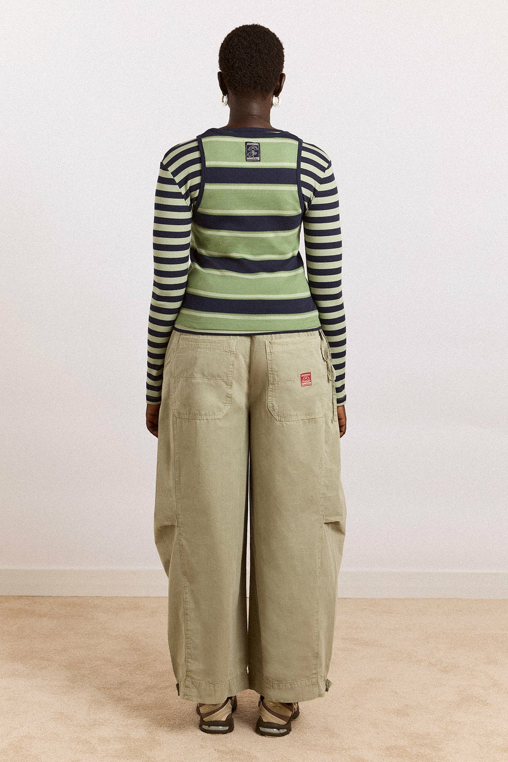 Damson Madder manon layered 2 in 1 top - green stripe
