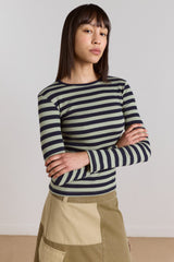 Damson Madder manon layered 2 in 1 top - green stripe