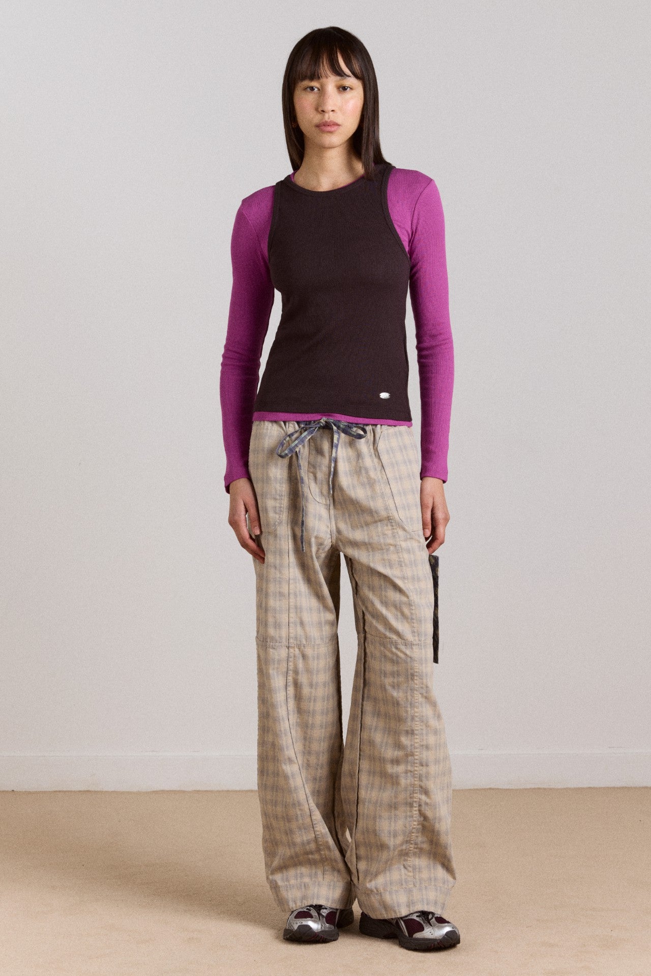Damson Madder manon layered 2 in 1 top - choc/magenta