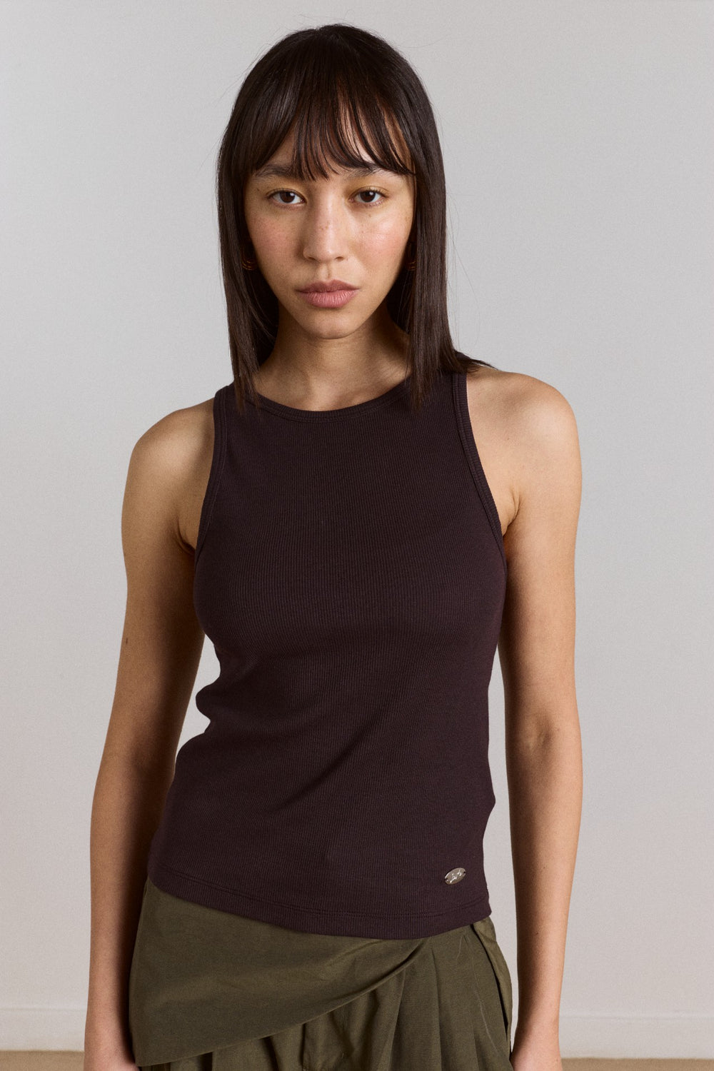 Damson Madder manon layered 2 in 1 top - choc/magenta