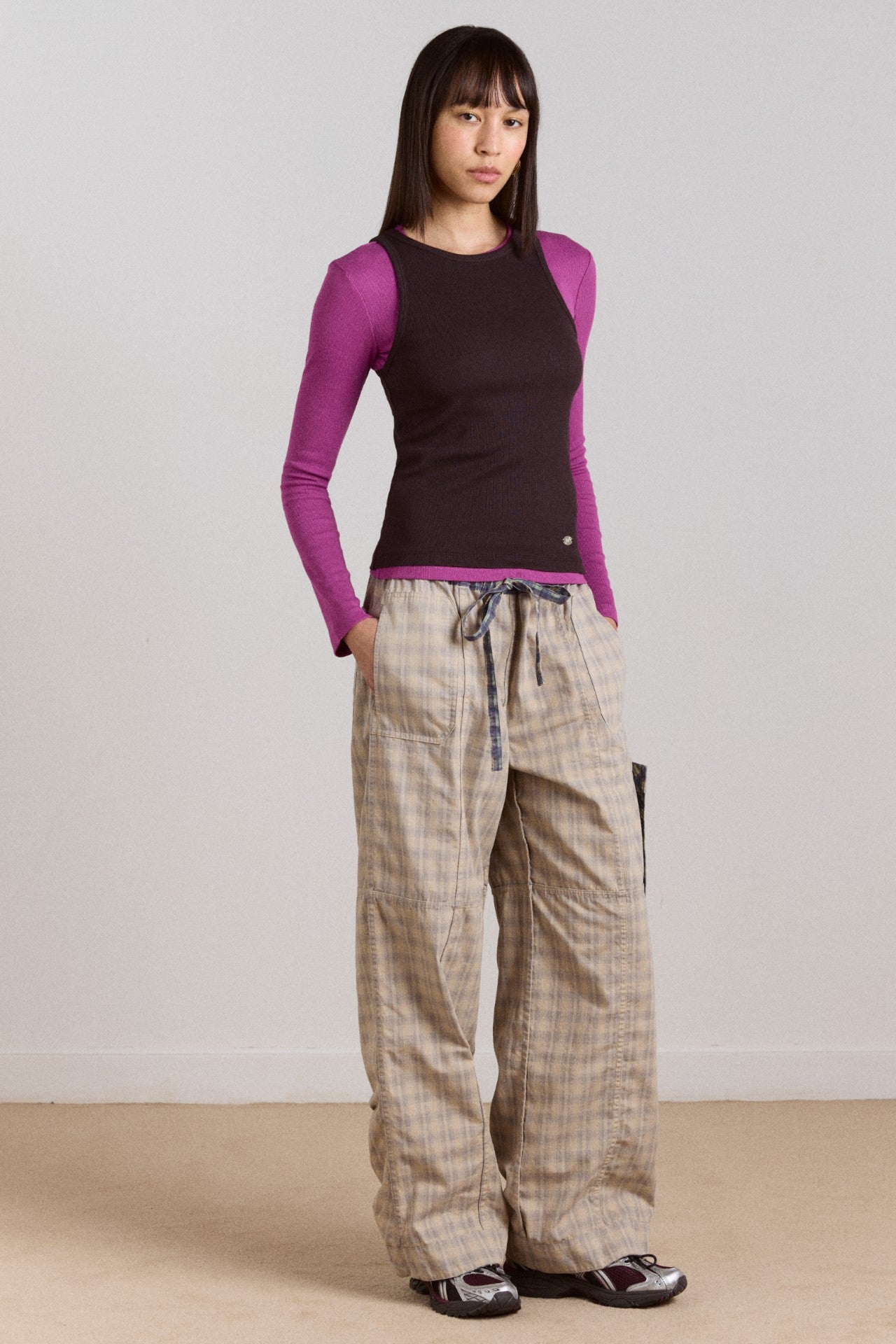 Damson Madder manon layered 2 in 1 top - choc/magenta