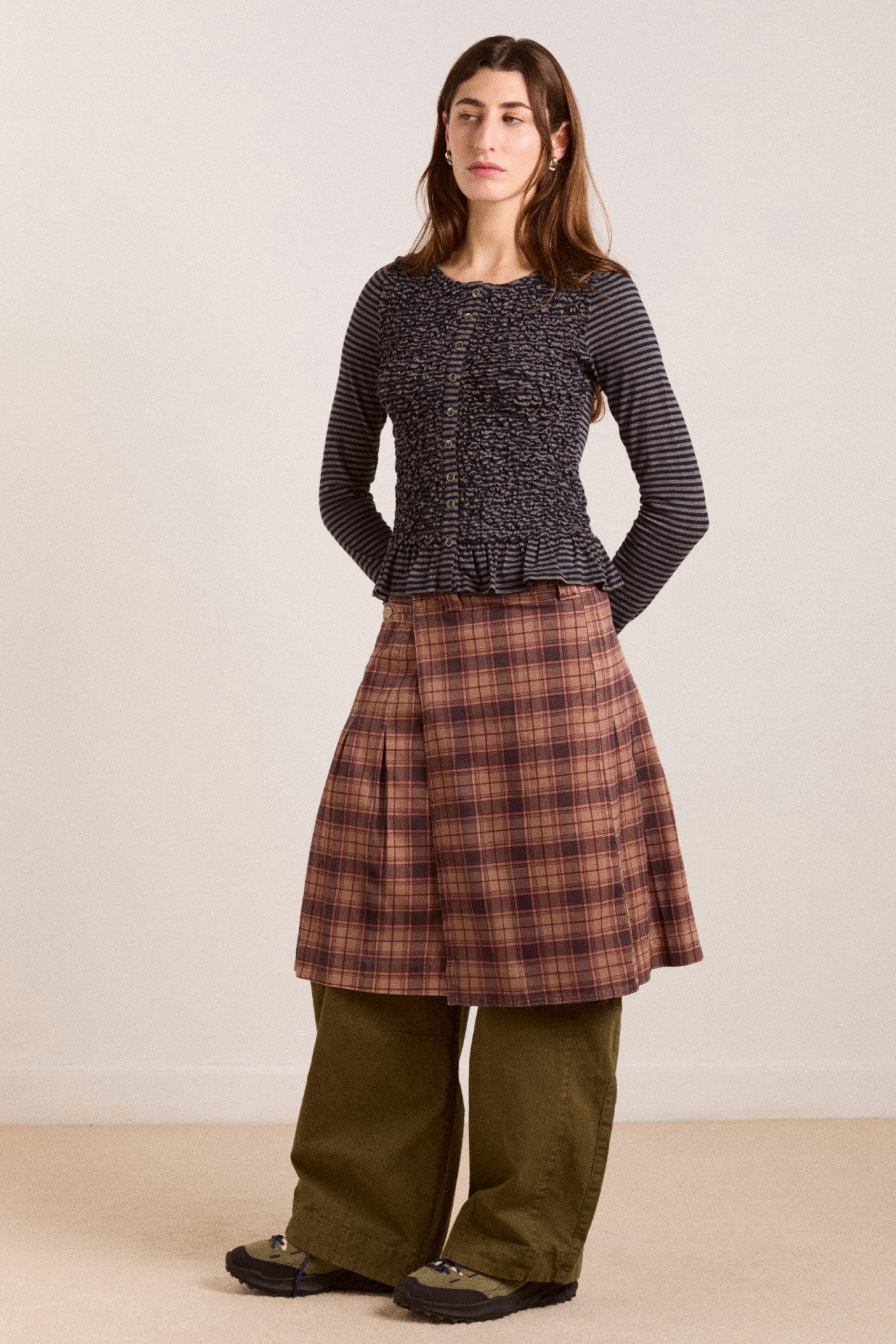 Damson Madder peggy smocked cardi - blue stripe