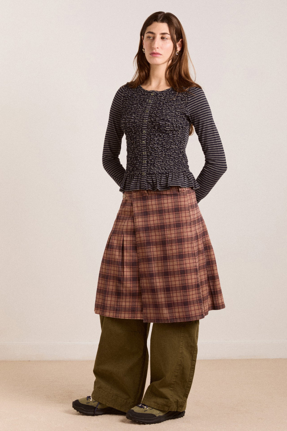Damson Madder peggy smocked cardi - blue stripe