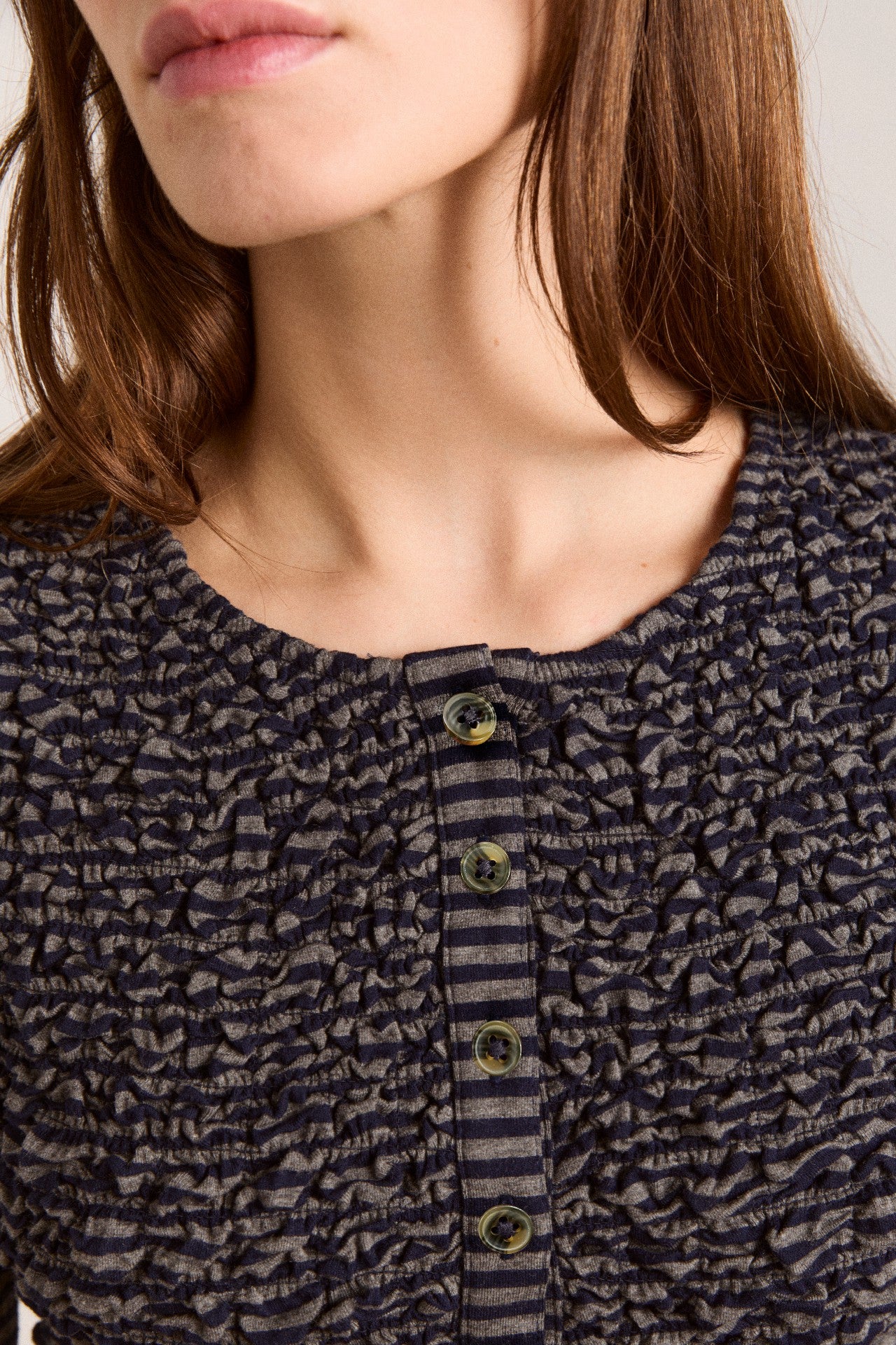Damson Madder peggy smocked cardi - blue stripe