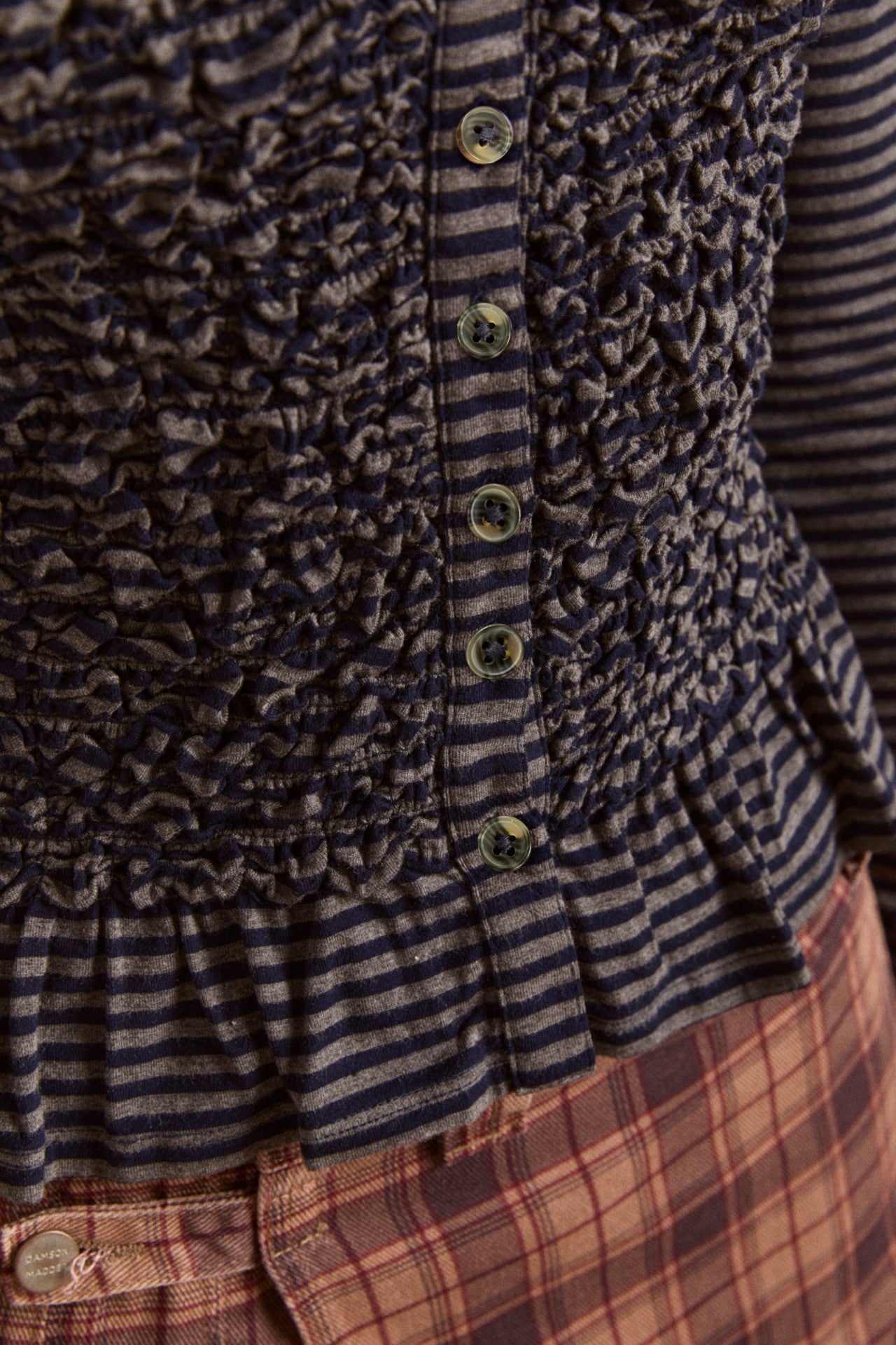 Damson Madder peggy smocked cardi - blue stripe