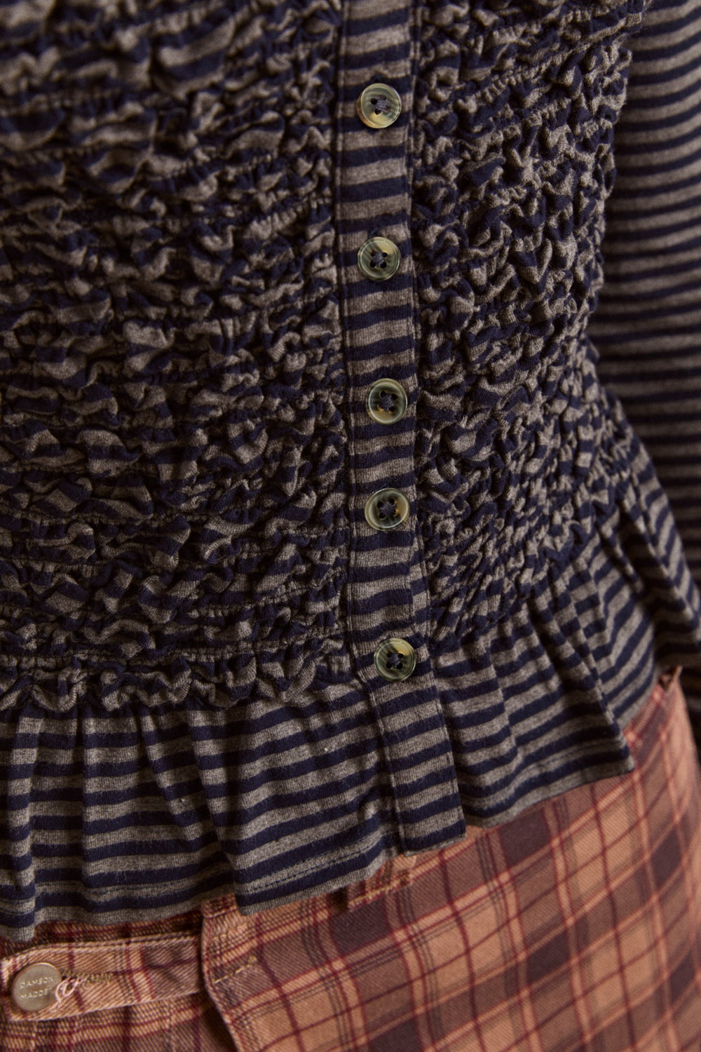 Damson Madder peggy smocked cardi - blue stripe