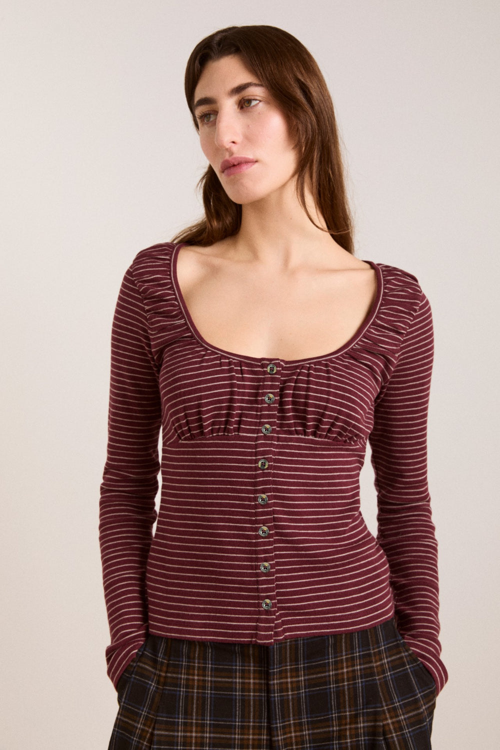 Damson Madder darma ls top - burg stripe