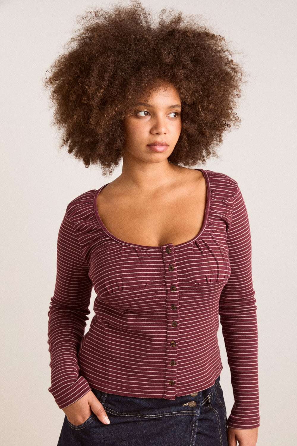 Damson Madder darma ls top - burg stripe