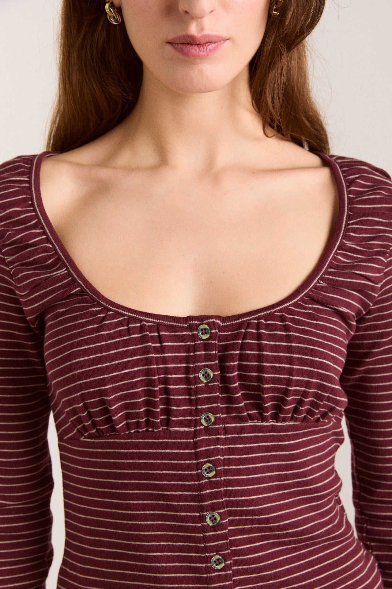 Damson Madder darma ls top - burg stripe