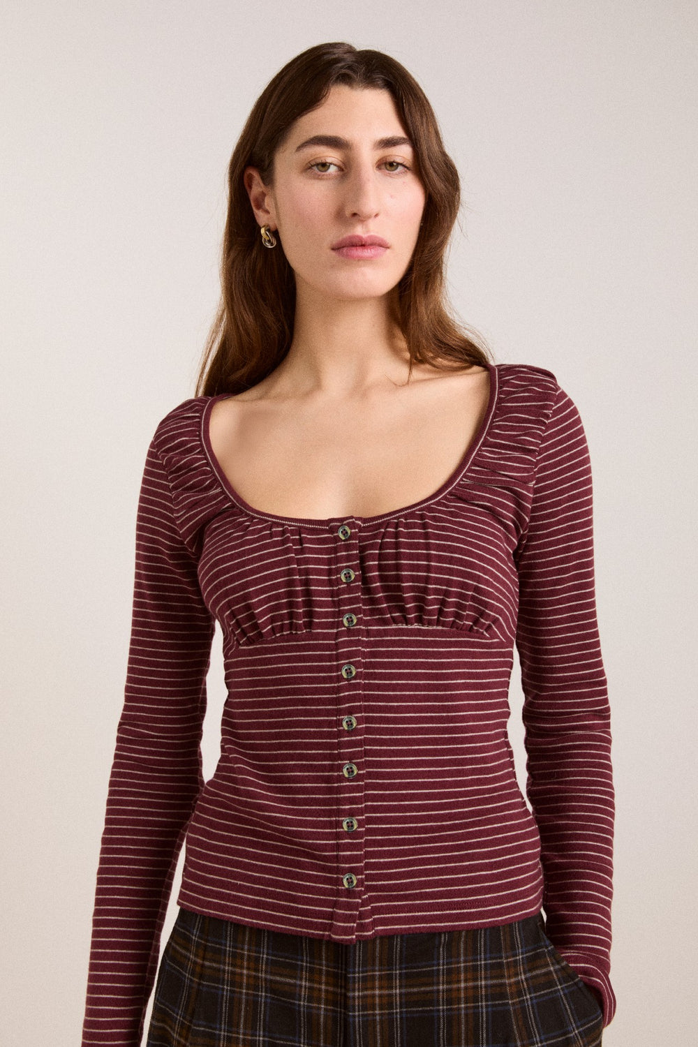 Damson Madder darma ls top - burg stripe