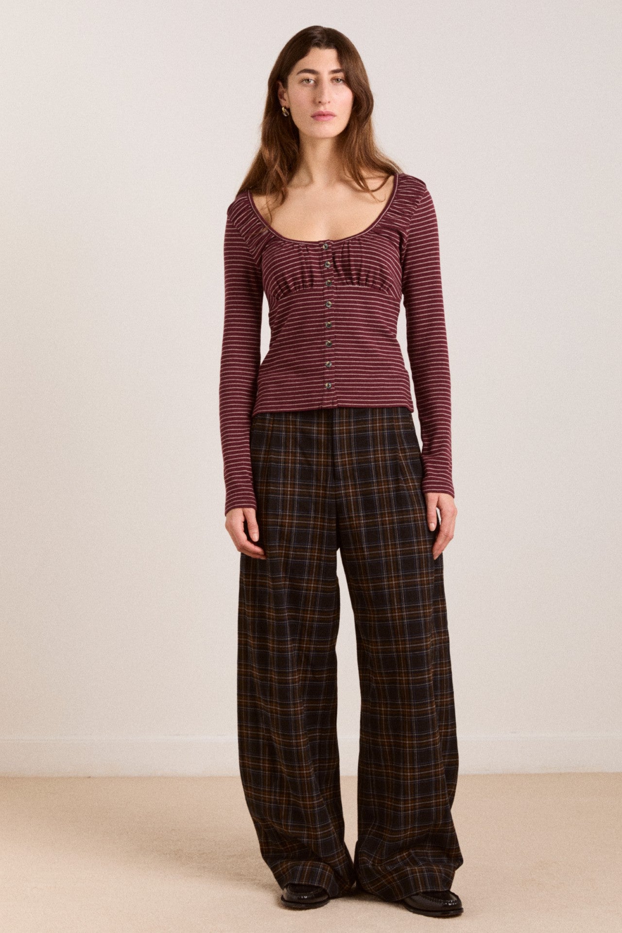 Damson Madder darma ls top - burg stripe
