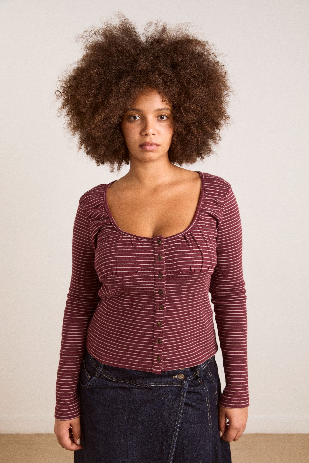 Damson Madder darma ls top - burg stripe