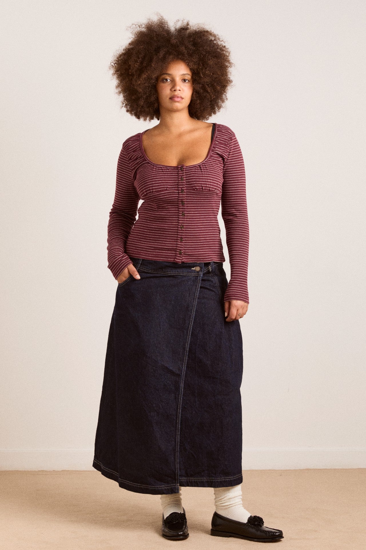 Damson Madder darma ls top - burg stripe