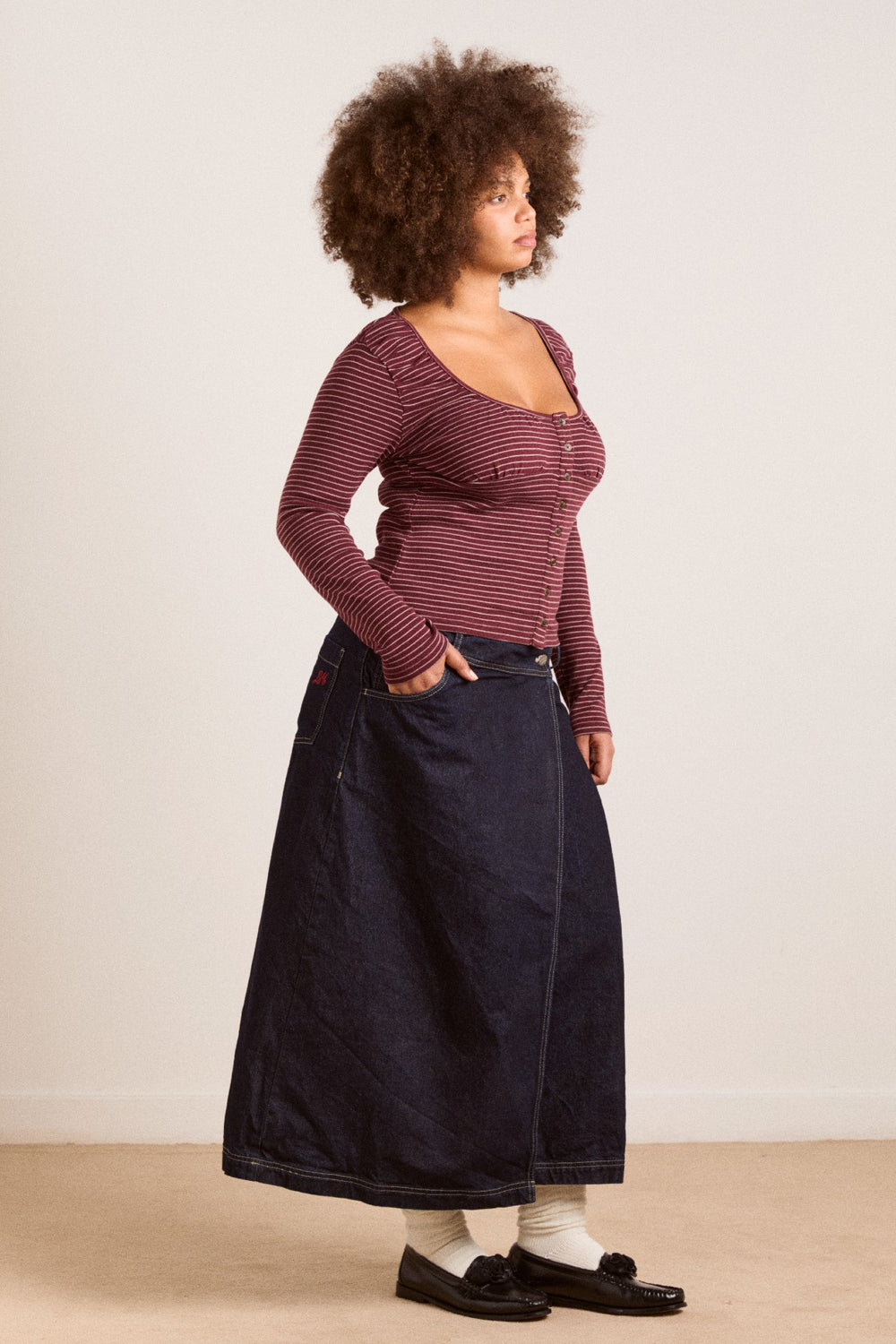 Damson Madder darma ls top - burg stripe