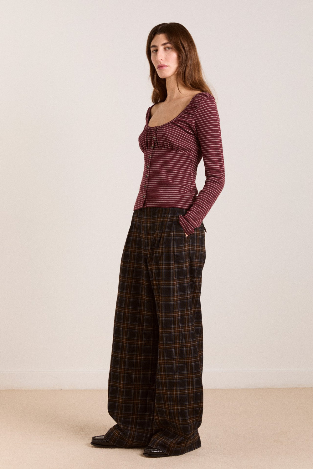 Damson Madder darma ls top - burg stripe