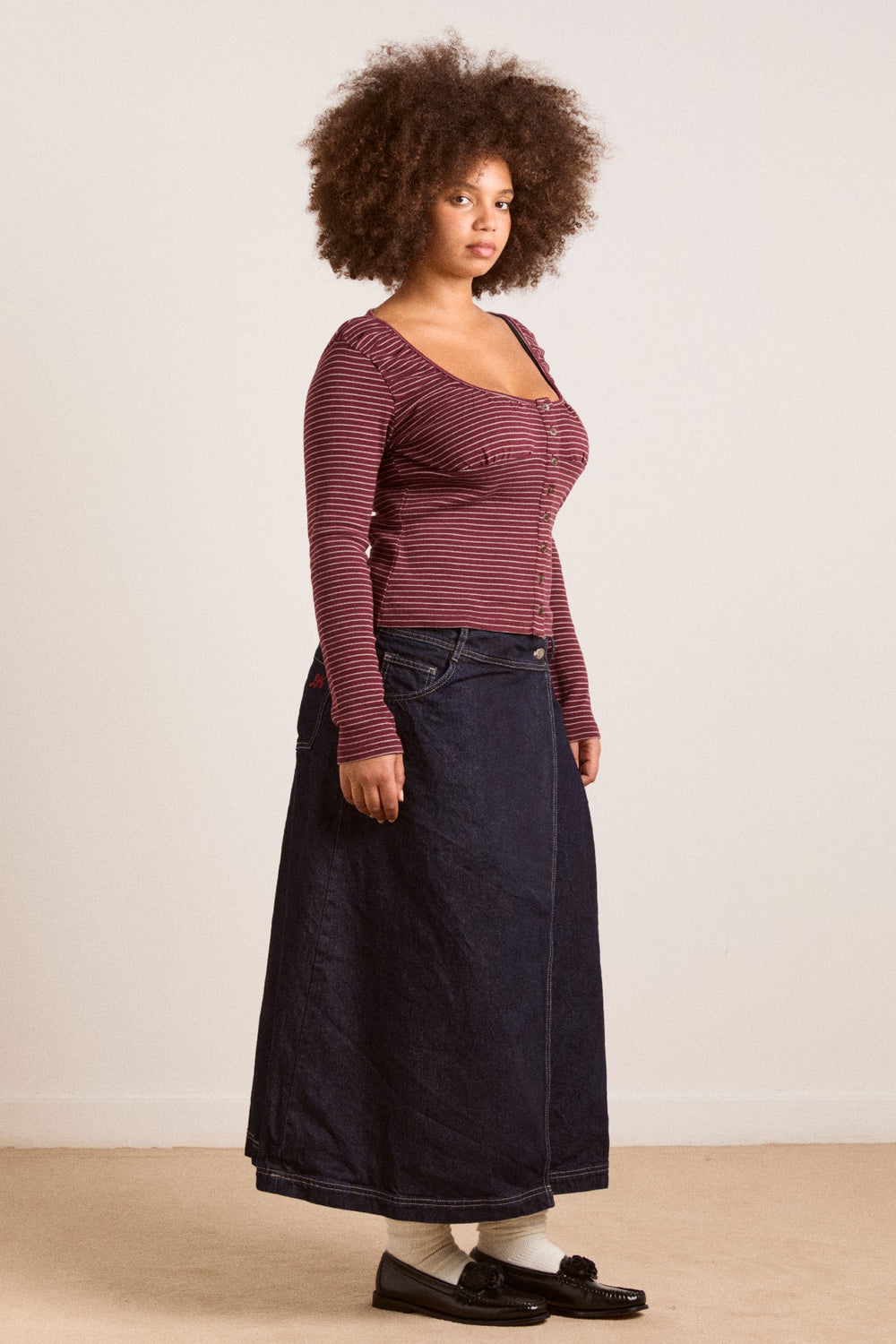 Damson Madder darma ls top - burg stripe