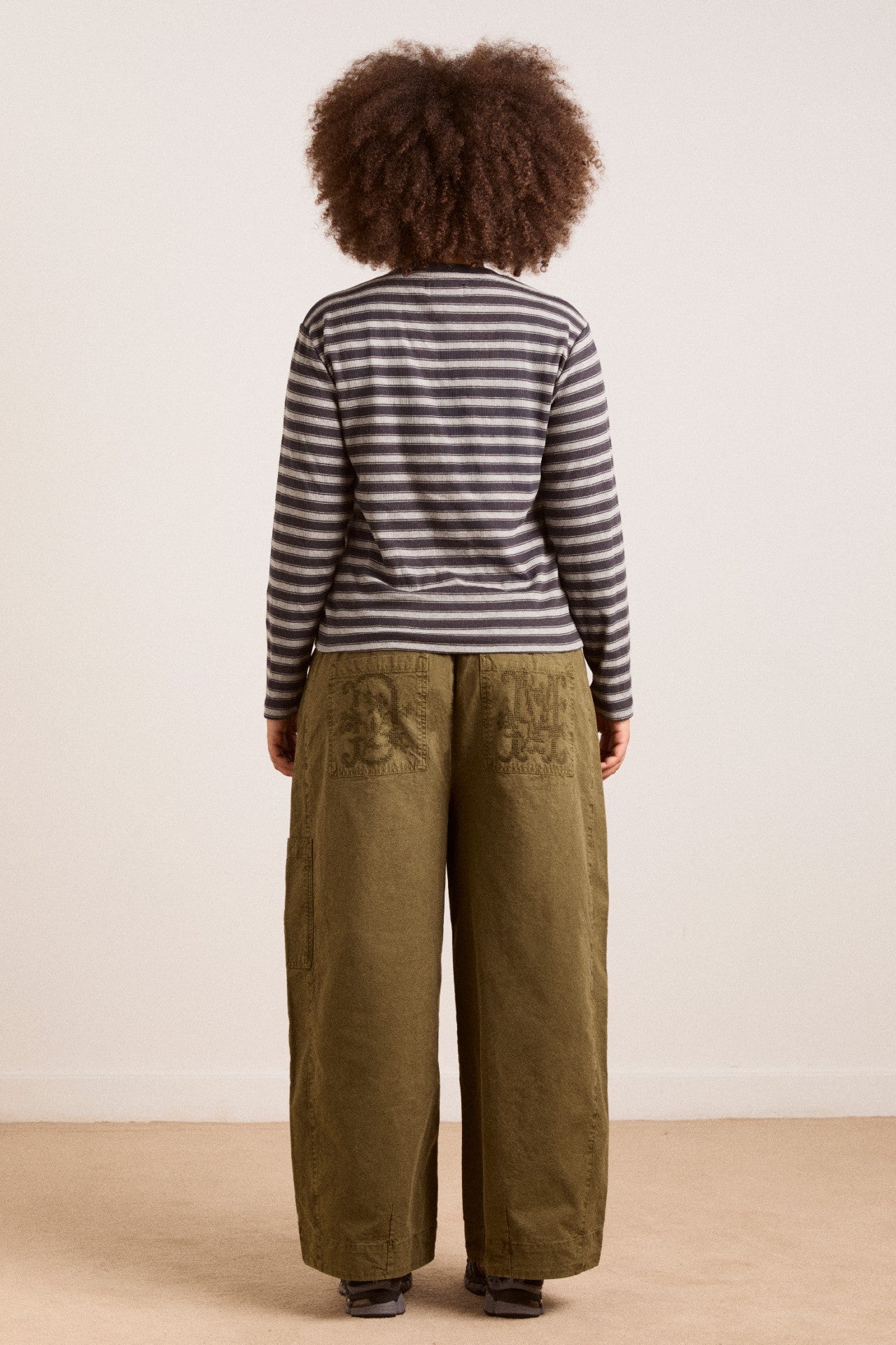Damson Madder lilah fitted ls tee - grey marl stripe
