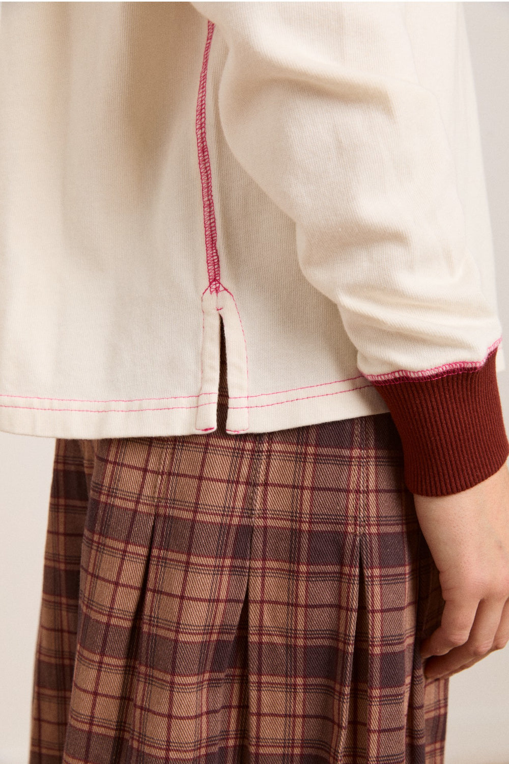 Damson Madder olina placement stripe rugby - ecru