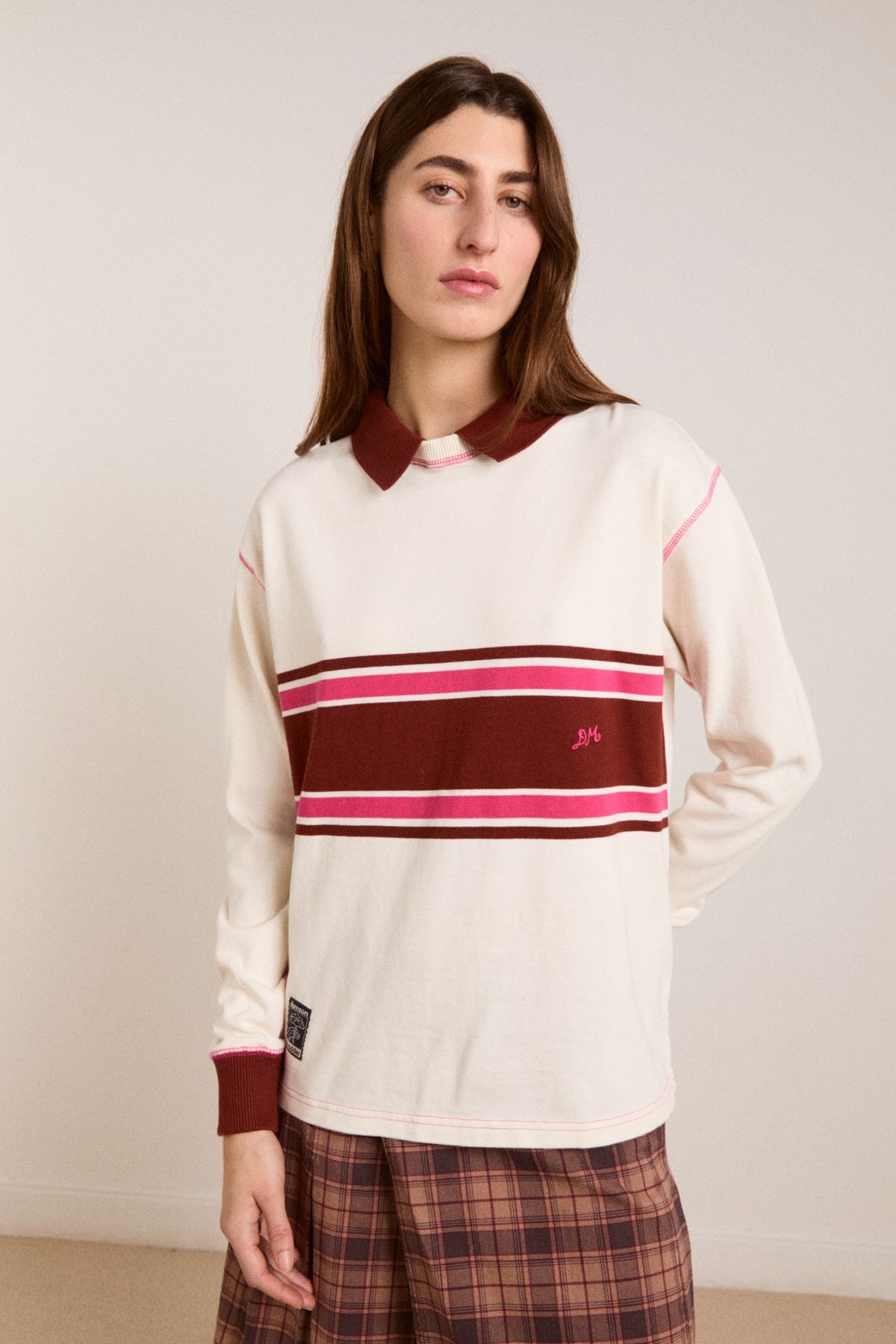 Damson Madder olina placement stripe rugby - ecru