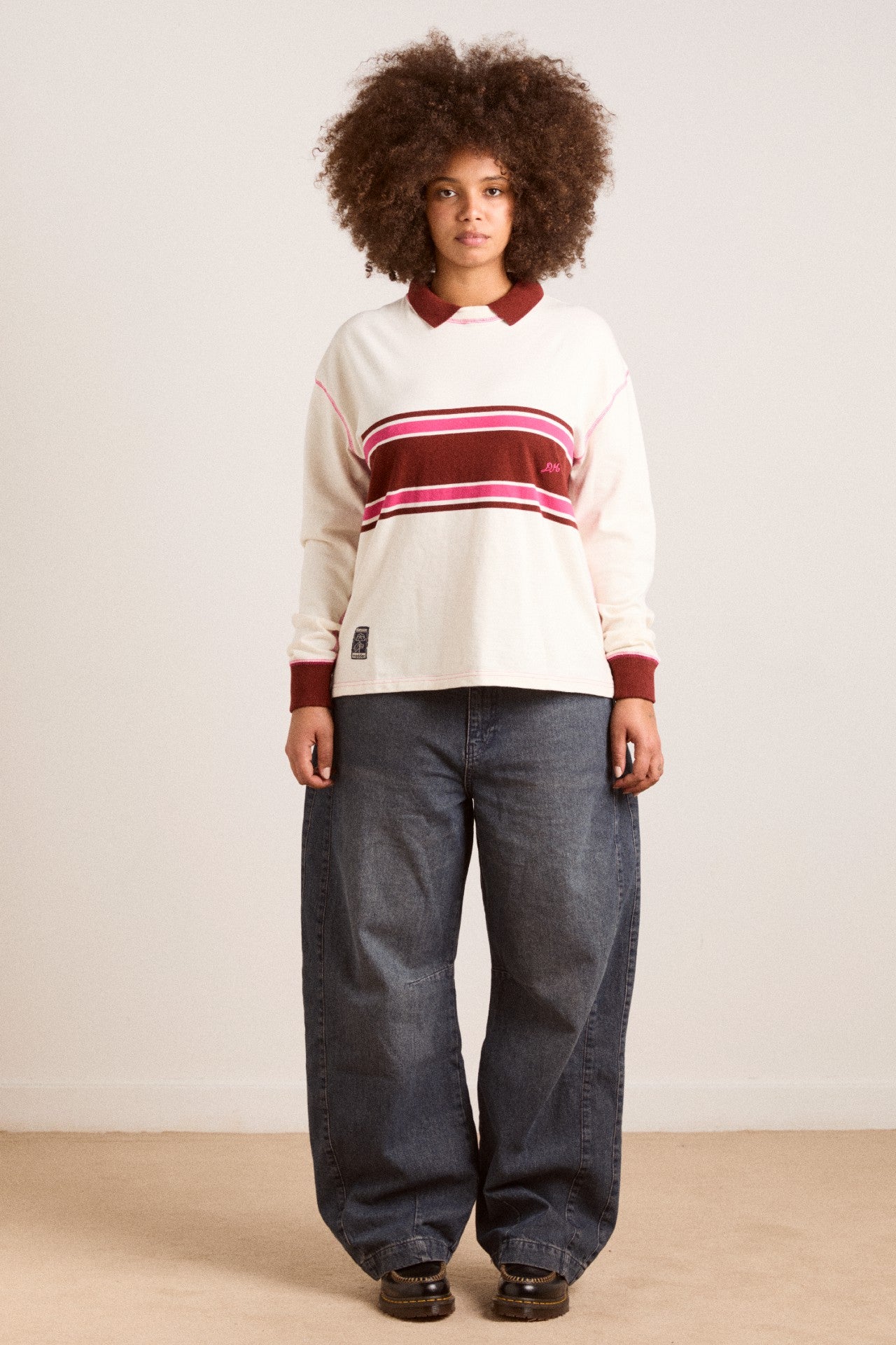 Damson Madder olina placement stripe rugby - ecru