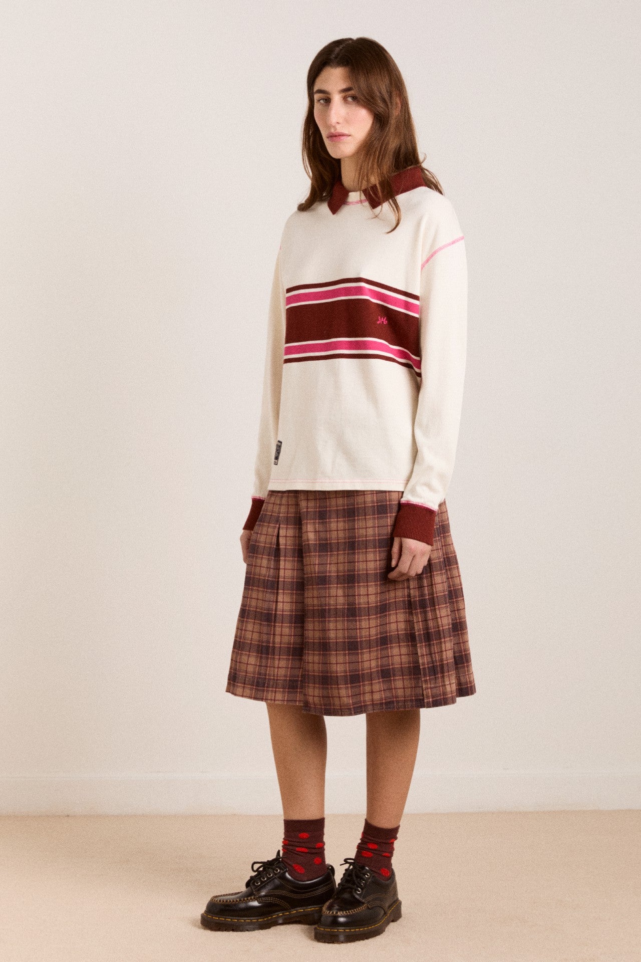 Damson Madder olina placement stripe rugby - ecru
