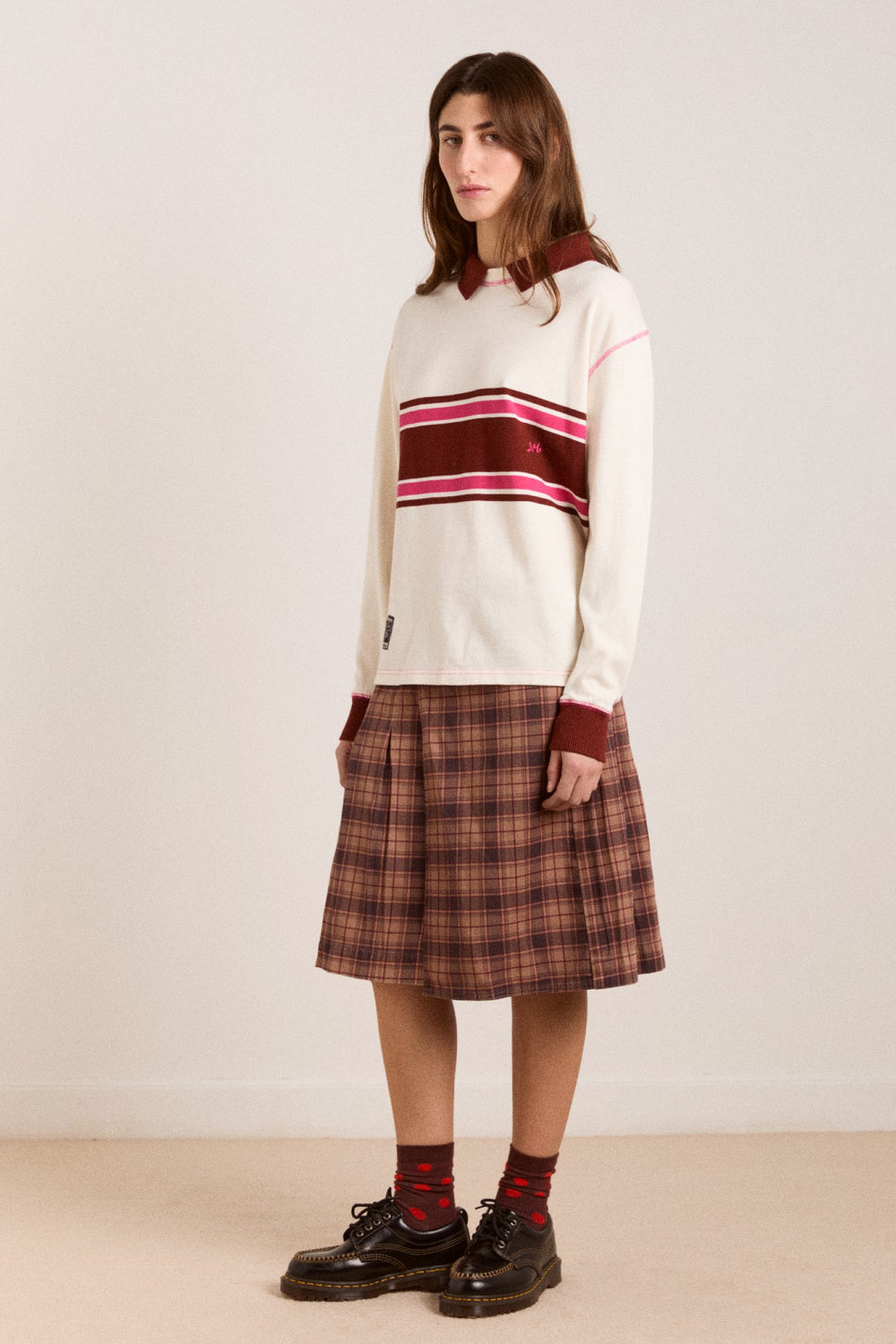 Damson Madder olina placement stripe rugby - ecru