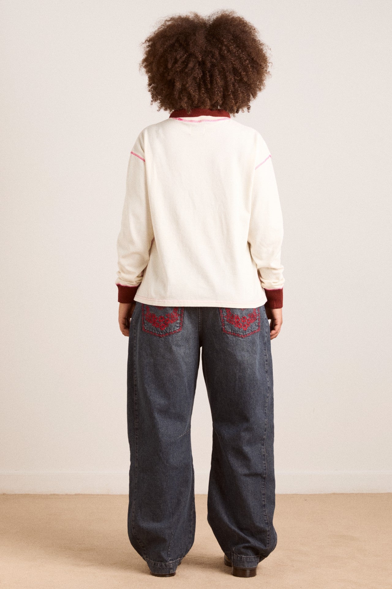 Damson Madder olina placement stripe rugby - ecru
