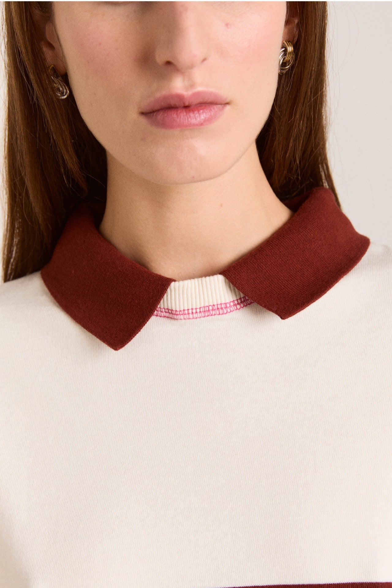 Damson Madder olina placement stripe rugby - ecru