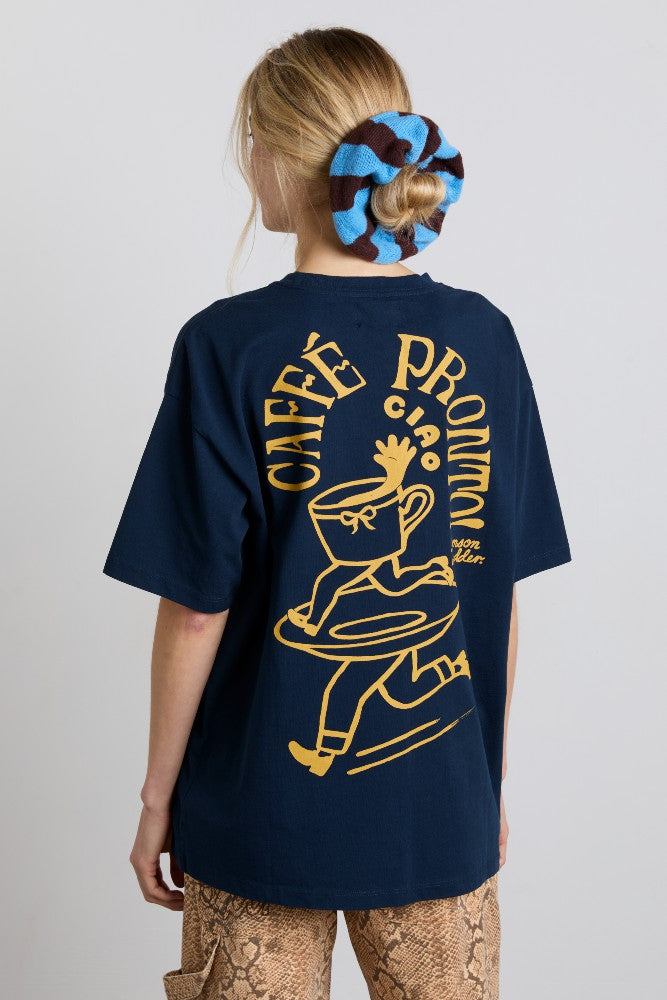 Damson Madder cafe pronto boyfriend tee - navy