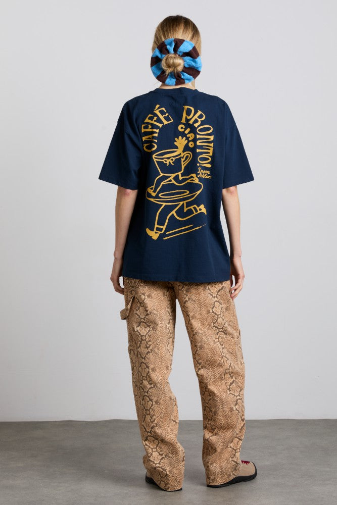 Damson Madder cafe pronto boyfriend tee - navy