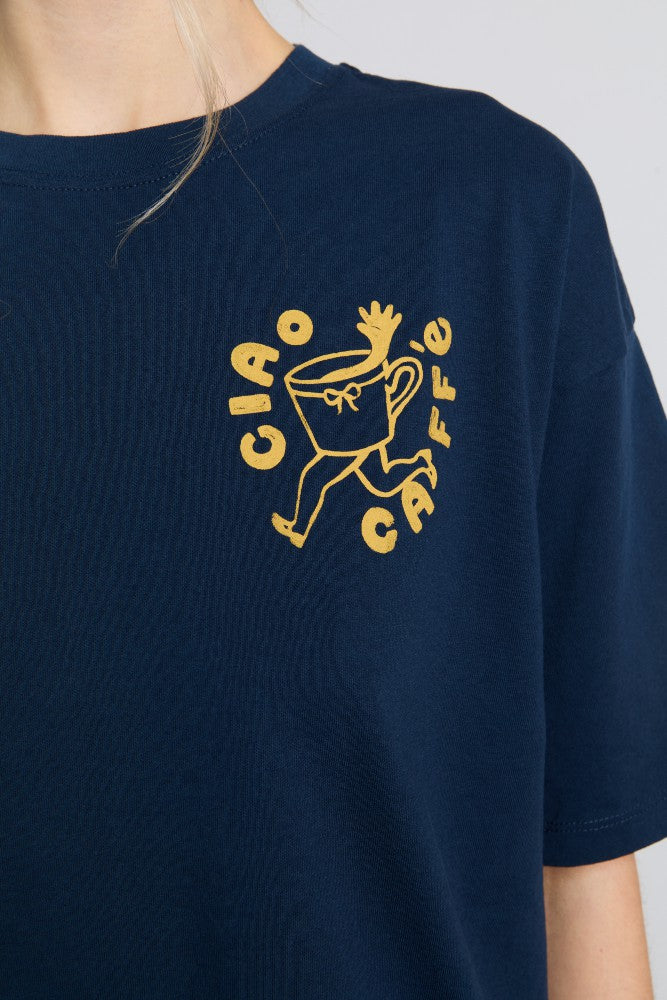 Damson Madder cafe pronto boyfriend tee - navy