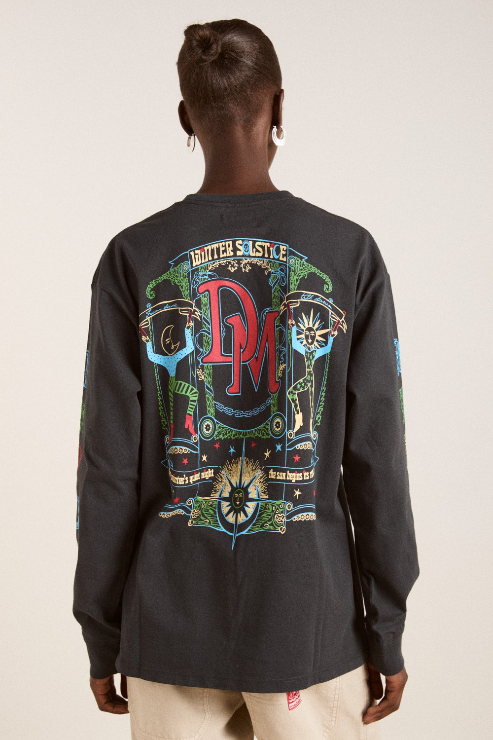 Damson Madder winter solstice long sleeve tee- charcoal