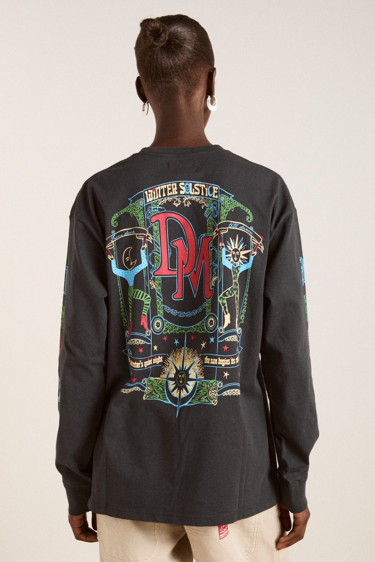 Damson Madder winter solstice long sleeve tee- charcoal