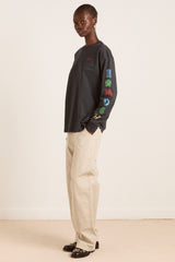Damson Madder winter solstice long sleeve tee- charcoal