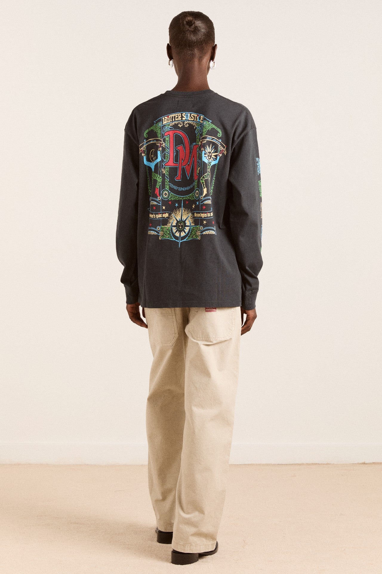 Damson Madder winter solstice long sleeve tee- charcoal