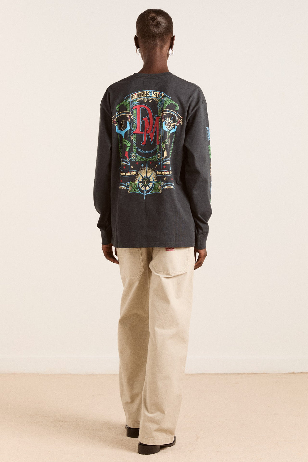 Damson Madder winter solstice long sleeve tee- charcoal