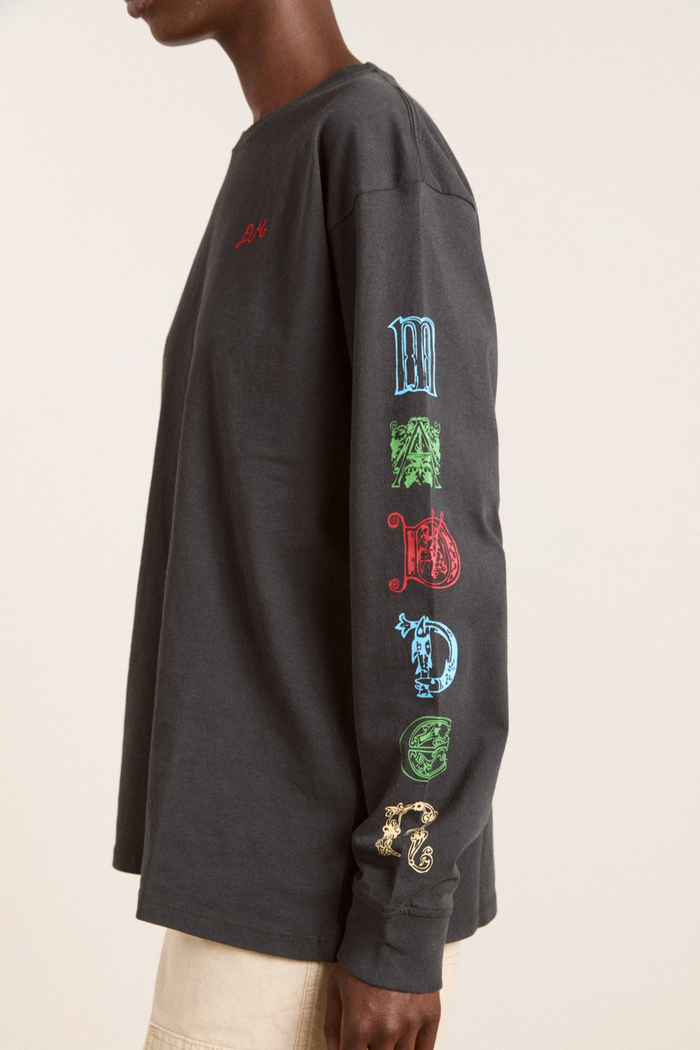 Damson Madder winter solstice long sleeve tee- charcoal