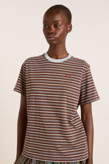 Damson Madder ariel relaxed ss tee - brown/blue stripe