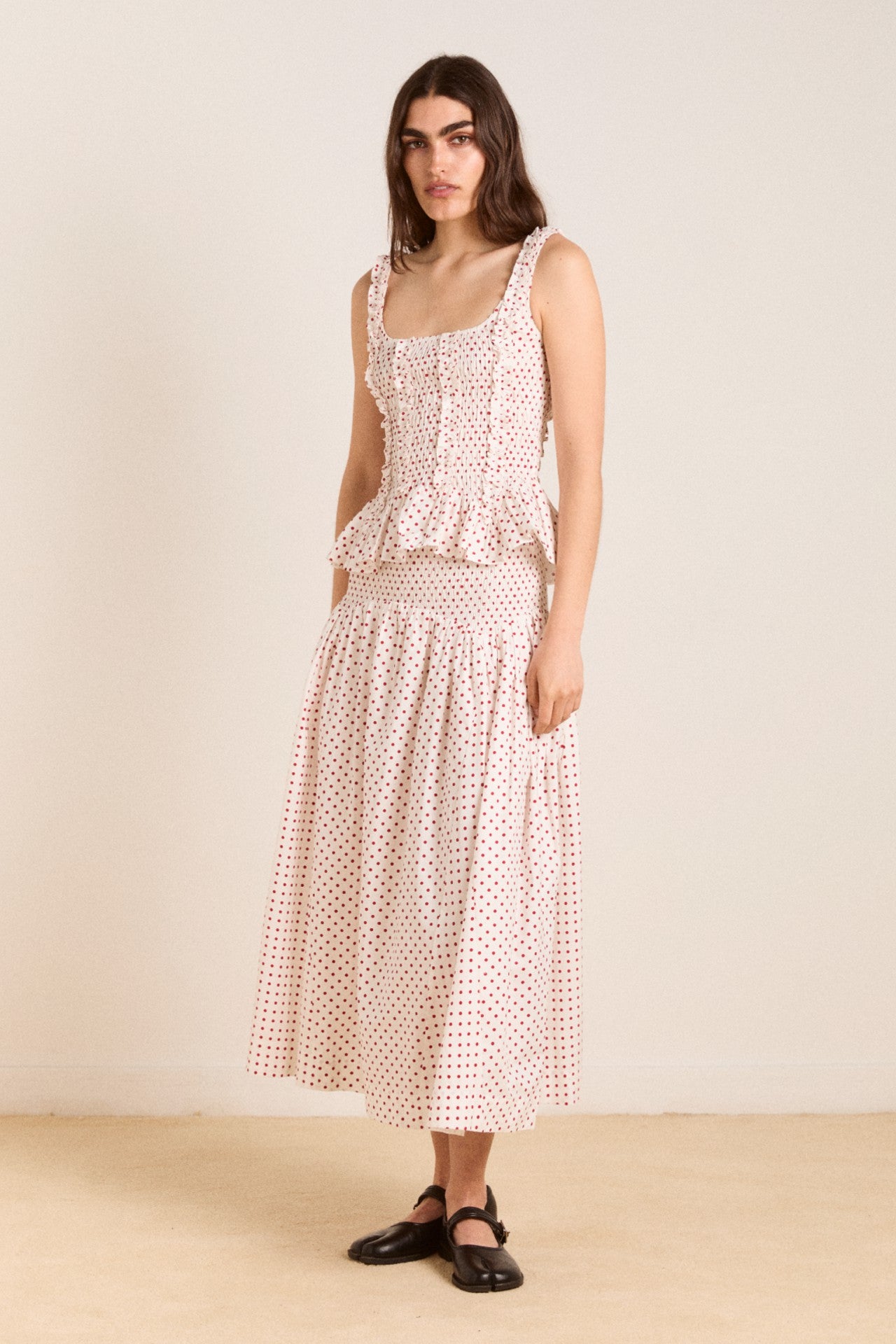 Damson Madder raphi cami - off white and red spot