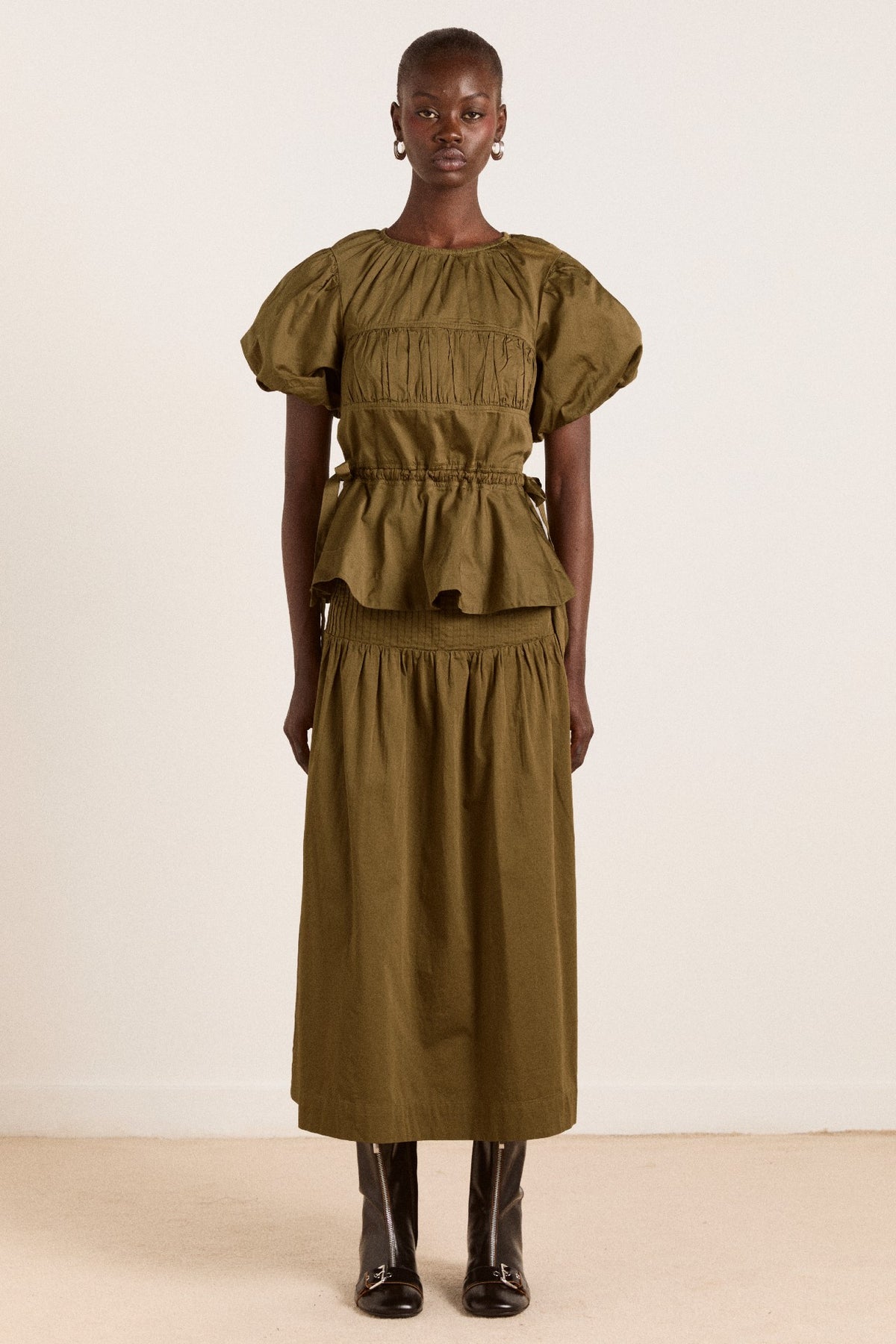 Damson Madder hadley blouse - olive cotton satin