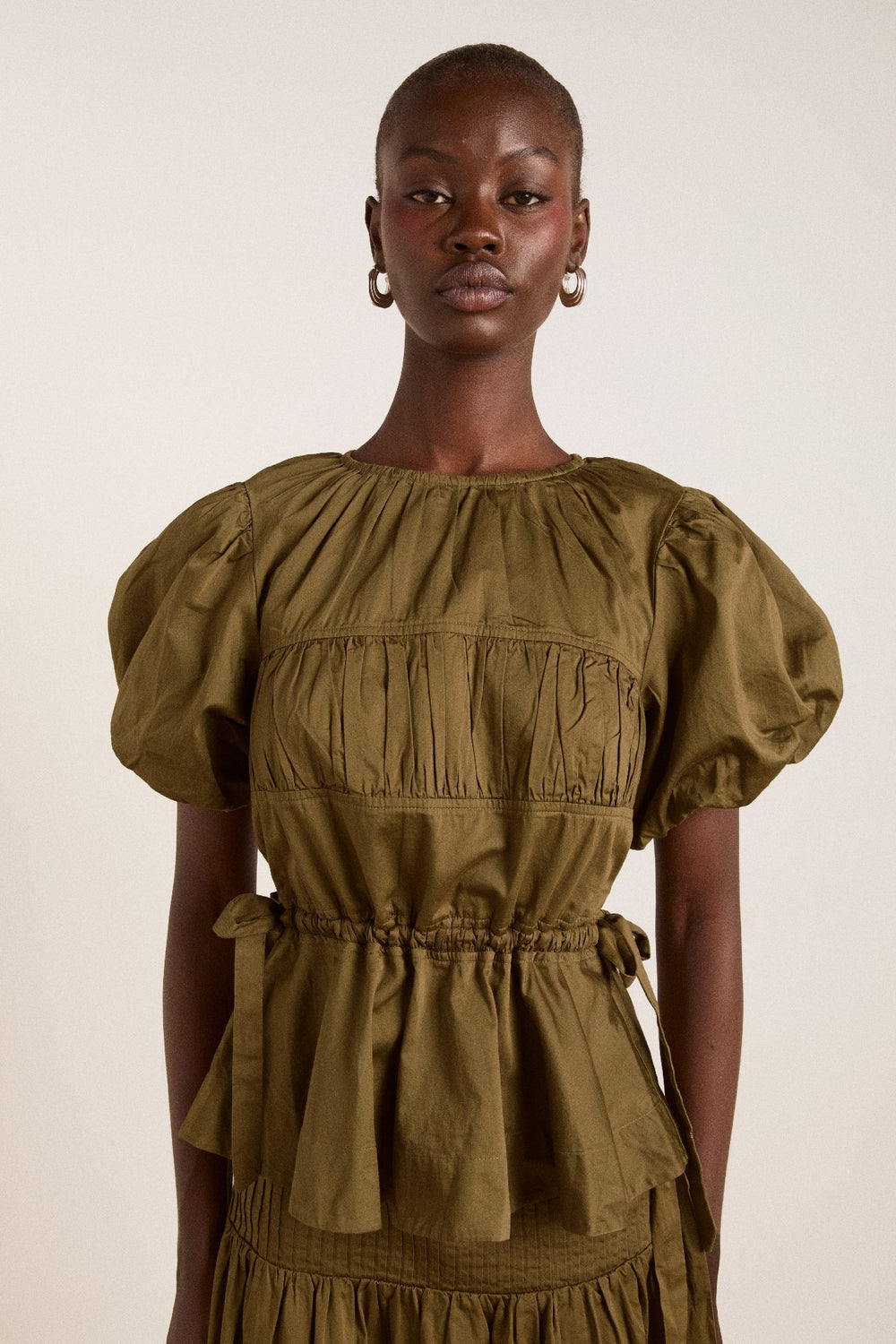 Damson Madder hadley blouse - olive cotton satin
