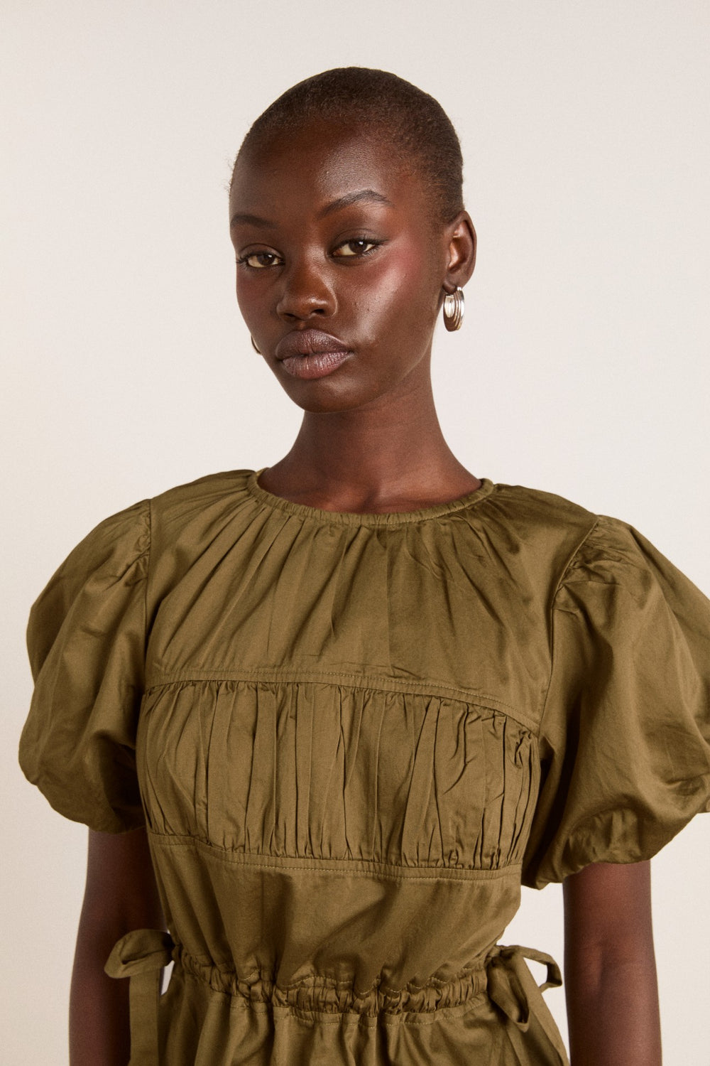 Damson Madder hadley blouse - olive cotton satin
