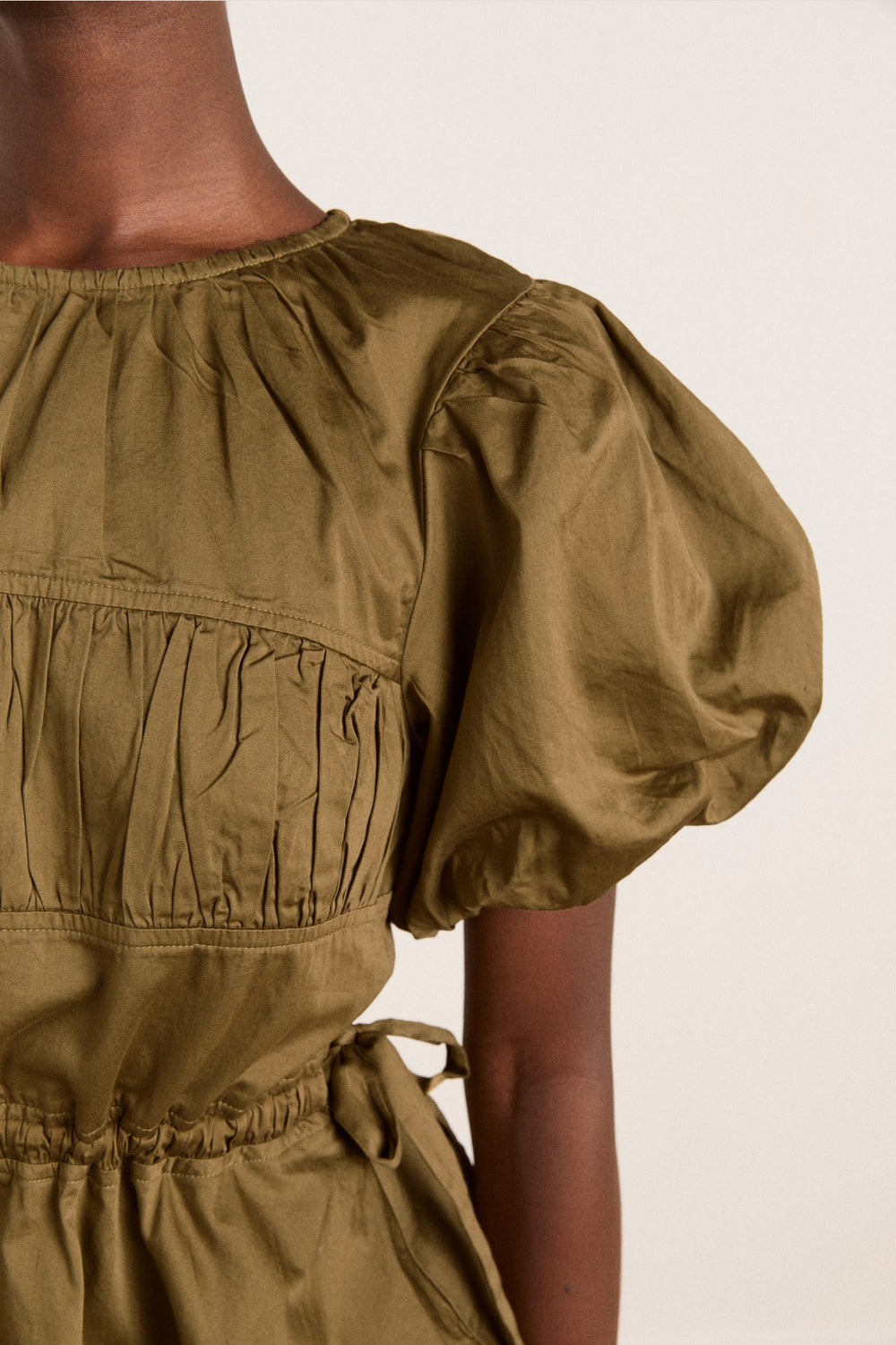Damson Madder hadley blouse - olive cotton satin