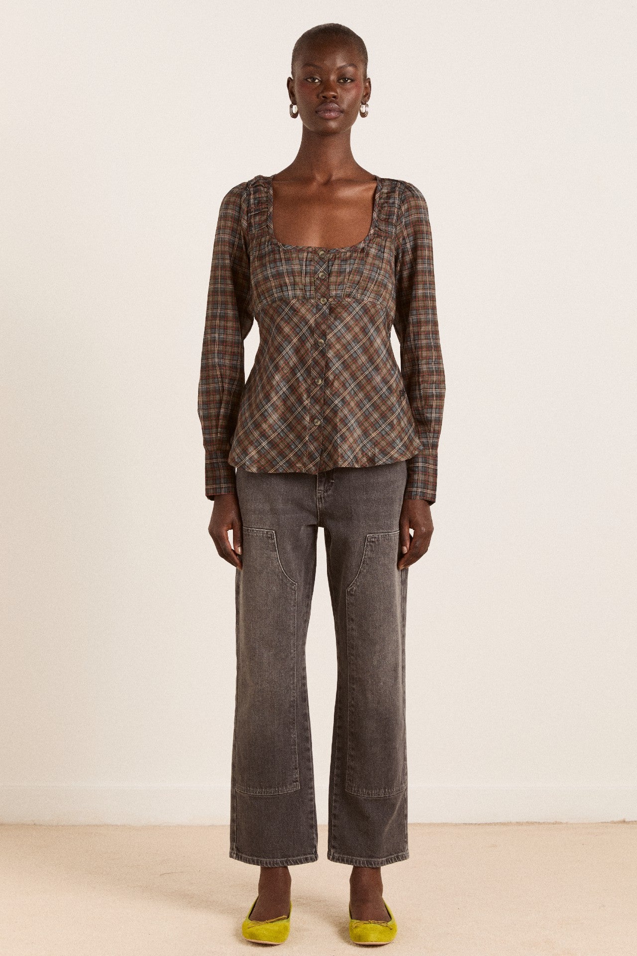 Damson Madder lemi sheer blouse - multi check