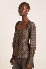 Damson Madder lemi sheer blouse - multi check